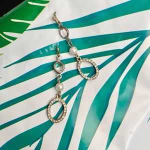 Vintage Pearl Rhinestone Dangling Earrings